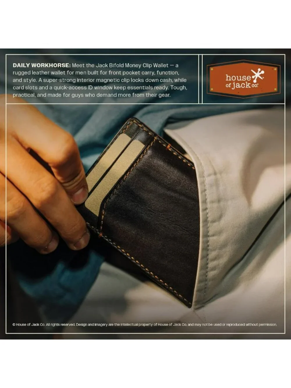 Men's Bifold Wallet with Money Clip, Holds 15+ Bills, Slim Design, RFID